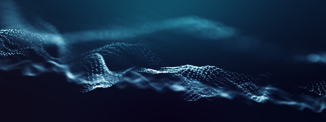 Abstract futuristic - technology with polygonal shapes on dark blue background. Design digital technology concept. 3d illustration.