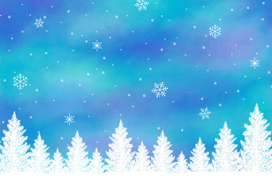 Christmas vector background with fir trees in snow for banners, cards, flyers, social media wallpapers, etc.