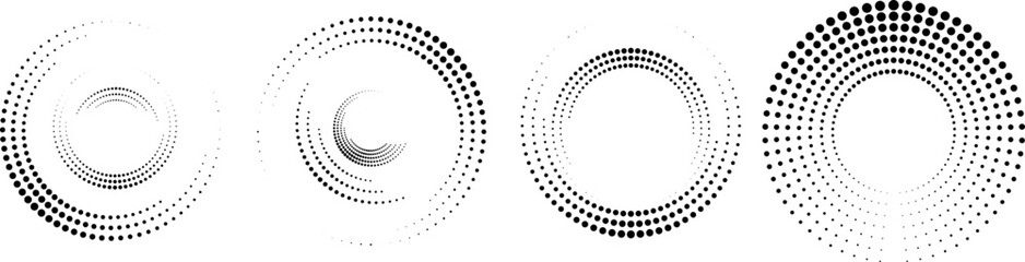 Halftone dots in circle form. round logo . vector dotted frame . design element
