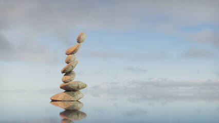 pyramid of seven stones in the water brings good luck, zen stones, latza, troll stones. lucky stones, spa treatments.