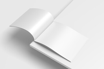 Opened blank US Letter size landscape brochure mockup on the desk