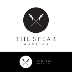 Traditional spear head and spear head logo template design for hunting.