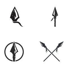 Traditional spear head and spear head logo template design for hunting.