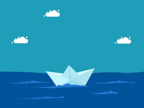 white paper boat floating in the sea. business concept vector illustration eps