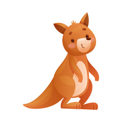 Cute Brown Kangaroo as Australian Animal and Endemic Fauna Vector Illustration