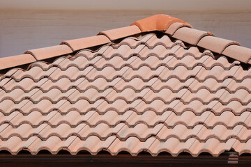 Old tiles on the roof of the house