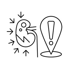kidney problem, danger location, Causes, line editable icons for web design