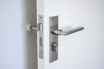 Wall mounted door stopper with modern door handle