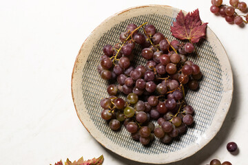 organic grapes harvest on a white background