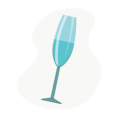 Glass of wine close-up. Wine glass isolated vector icon on white background. Cartoon flat design. Minimalism.