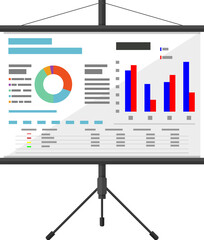 Obraz premium Projector screen with business presentation