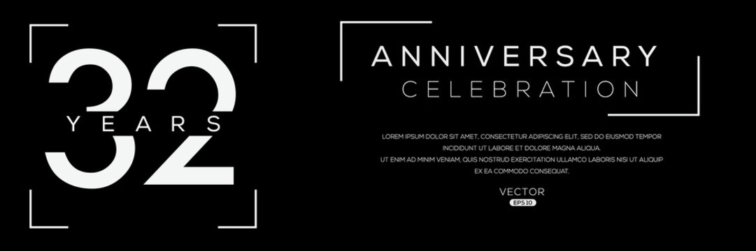 32 years anniversary celebration template, Vector illustration.