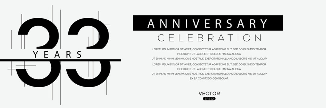 33 years anniversary celebration template, Vector illustration.