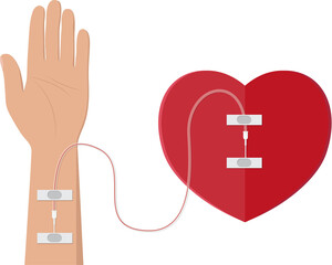 Obraz premium Bag with blood and hand of donor