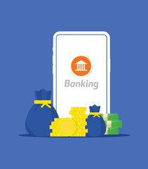 online banking. Banking through mobile concept vector