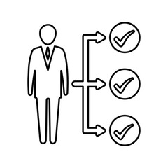 Competence, responsibility, skills outline icon. Line art sketch.