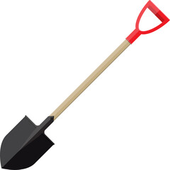 Metal shovel with plastic handle