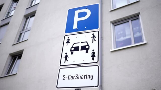 traffic sign for parking space for electrical carsharing