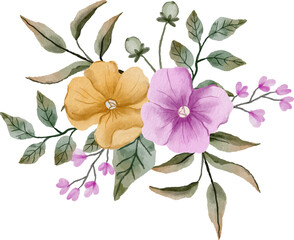 an elegant yellow purple watercolor flower arrangement