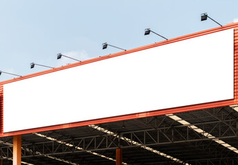 Mock up billboard on orange building on white background