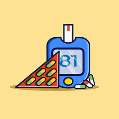 Diabetes disease, Capsule, medicine, health, medical icons set 