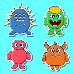 Colorful Monster Flat design Vector