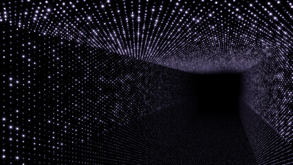 Neon Led Lights Sci Fi Futuristic Glowing Dot Dark space 3D illustration