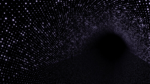 Neon Led Lights Sci Fi Futuristic Glowing Dot Dark space 3D illustration