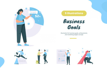 Obraz na płótnie Canvas Business goals and achievements illustration bundle pack