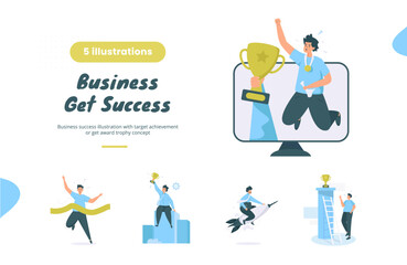 Business gets success illustration bundle pack