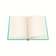 Cartoon opened book, textbook and bestseller. Vector school dictionary, open literature novel, fairytale, encyclopedia or verses volume with blank white pages top view. Isolated object