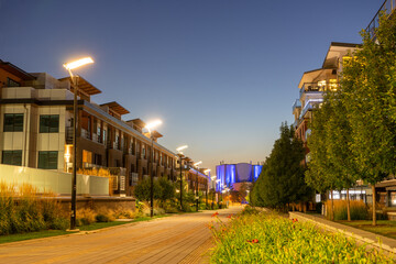 street in the evening sunset