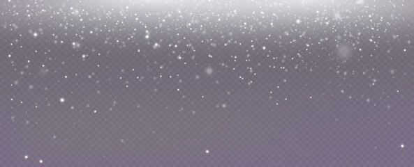 Realistic falling snow.Christmas background.Isolated on transparent background.