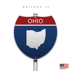 An Sign Road America Style with state of American, Ohio and map, vector art image illustration - 530744055