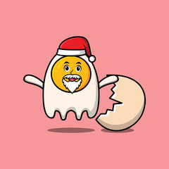 Cute Cartoon mascot character Fried eggs santa claus character christmas   