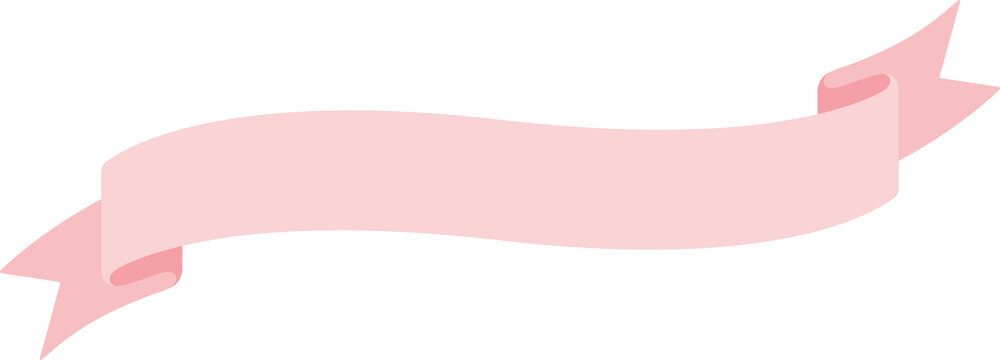 Cute pastel pink ribbon labels. Flat design illustration.