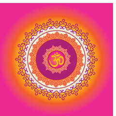 abstract background with om symbol on color ornamental mandala - obrazy, fototapety, plakaty