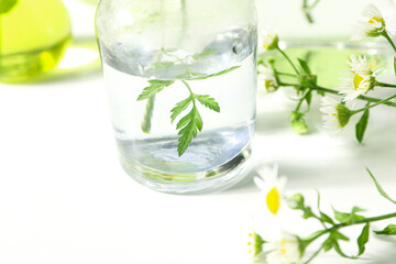 Concept of biology and chemistry research with flowers