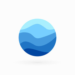 waves water logo in circle shapes, ocean waves vector logo icon - water vector
