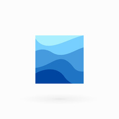 water waves in square vector logo icon - water vector