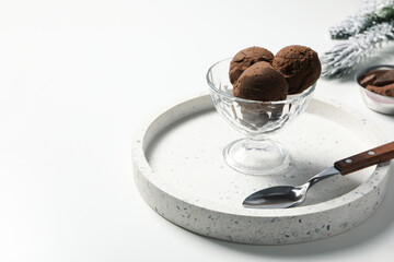 Concept of delicious food, ice cream, space for text