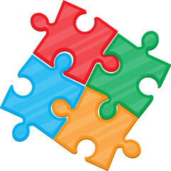 Fototapeta premium Colorful jigsaw puzzle in four pieces