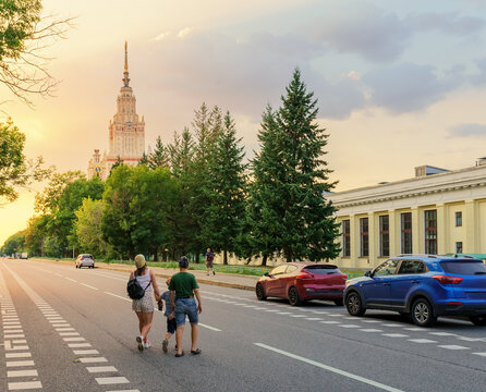 People walking in the park near Moscow State University