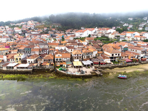 aerial view drone of Combarro, in Galicia - Spain