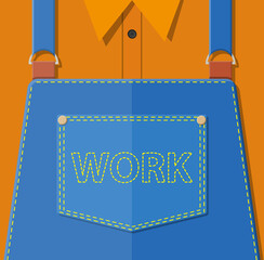 Blue jeans apron with outsets and pocket