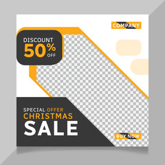 Christmas sale social media post template design and winter festival sale promotion banner