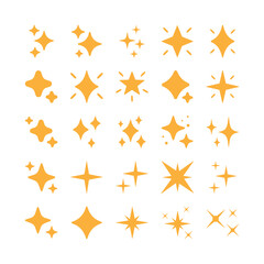 Sparkle, shimmer, shiny star, flash shape vector set
