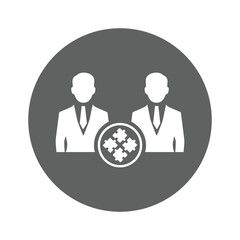 Man, puzzle, teamwork icon. Gray vector graphics.