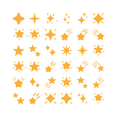 Sparkle, shimmer, shiny star, flash shape vector set