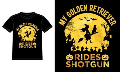 My Golden Retriever Rides Shotgun Halloween T-Shirt